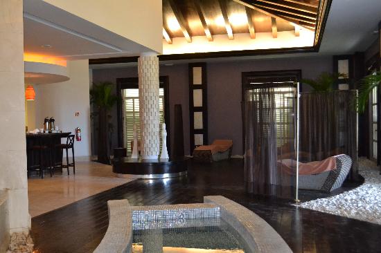Luxury spa treatment room with candles